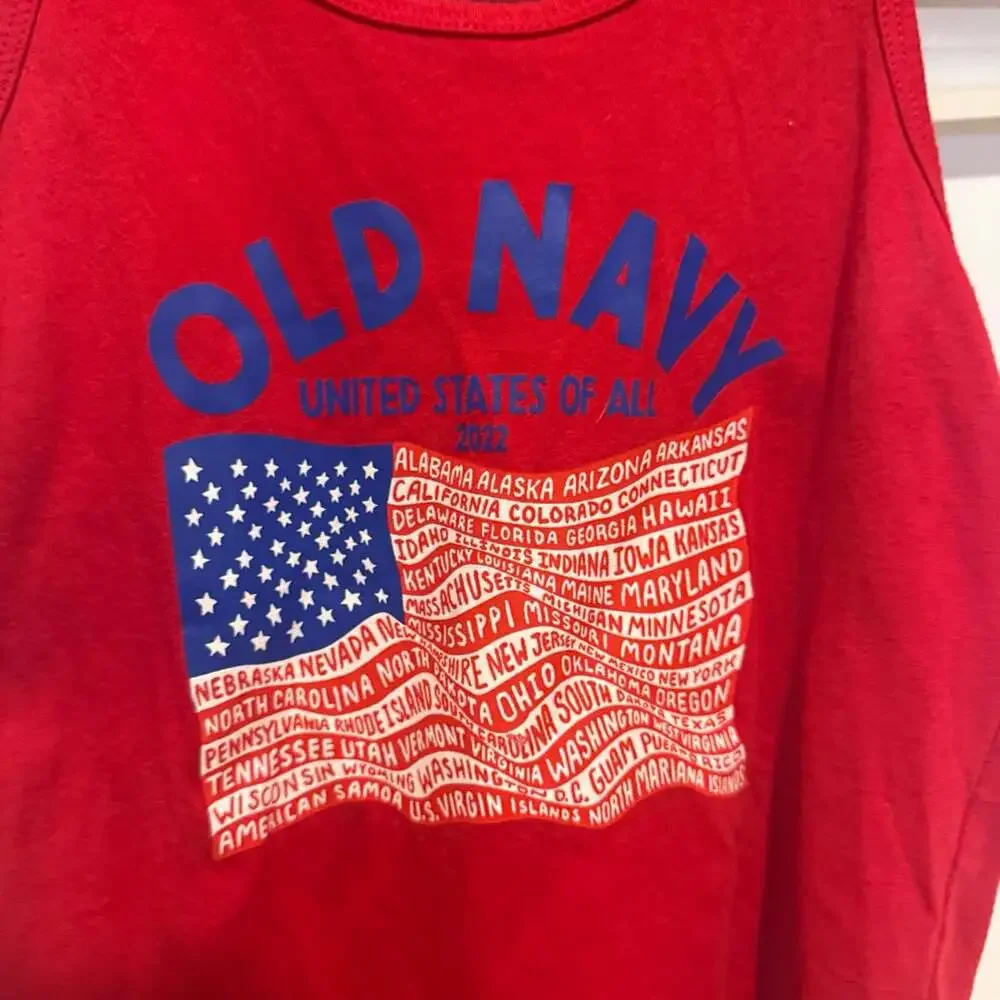 Old Navy Tank Top Kids Size S (6-7) Red American Flag States Graphic